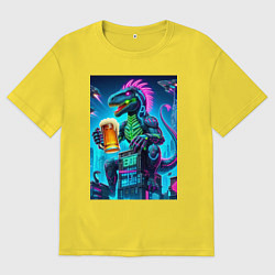 Мужская футболка оверсайз Пивозавр в роли годзиллы - нейроарт