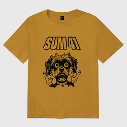 Футболка оверсайз мужская Sum41 - rock dog, цвет: горчичный