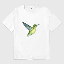 Футболка оверсайз мужская Колибри зелёная, цвет: белый