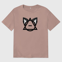 Футболка оверсайз мужская Чёрный символ квадробика, цвет: пыльно-розовый