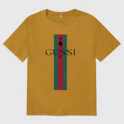 Мужская футболка оверсайз Гусси - полосы, надпись