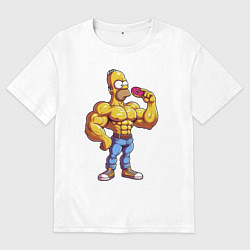 Мужская футболка оверсайз Гомер культурист