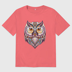 Мужская футболка оверсайз Красочная совушка