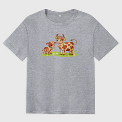 Мужская футболка оверсайз Телёнок и корова