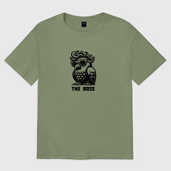 Мужская футболка оверсайз Крутой голубь в очках и надпись - The Boss
