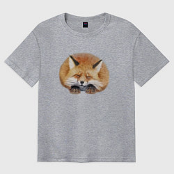 Мужская футболка оверсайз Милая пушистая лисичка