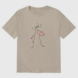 Футболка оверсайз мужская Поцелуй, цвет: миндальный