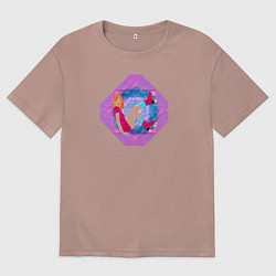 Мужская футболка оверсайз Девушка на роликах