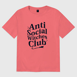 Футболка оверсайз мужская Anti social witches club, цвет: коралловый