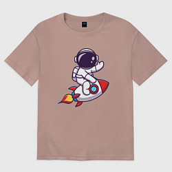 Мужская футболка оверсайз Космонавт летит на ракете