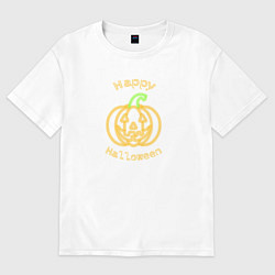 Мужская футболка оверсайз Счастливого Хэллоуина неоновая тыква