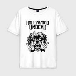 Футболка оверсайз мужская Hollywood Undead - rock dog, цвет: белый