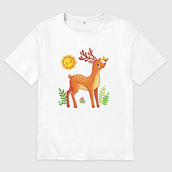 Мужская футболка оверсайз Оленёнок на природе