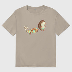 Мужская футболка оверсайз Ежик со спущенной лодкой