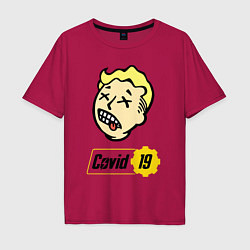 Футболка оверсайз мужская Vault boy - covid 19, цвет: маджента