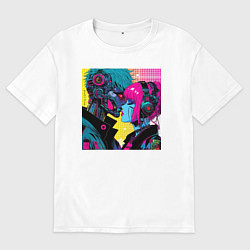 Мужская футболка оверсайз Cyber love - pop art fantasy