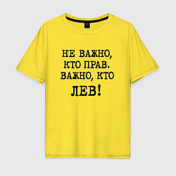 Футболка оверсайз мужская Не важно кто прав, главное кто лев - каламбурный ю, цвет: желтый