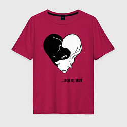 Футболка оверсайз мужская Meet my heart, цвет: маджента