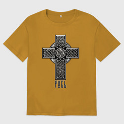 Футболка оверсайз мужская Русь славянская, цвет: горчичный