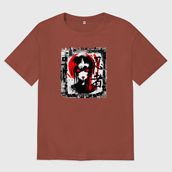 Футболка оверсайз мужская Glitchcraft, цвет: кирпичный