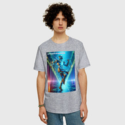 Футболка оверсайз мужская Cool cyber dancer - neon glow, цвет: меланж — фото 2