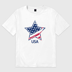 Футболка оверсайз мужская Star - USA, цвет: белый
