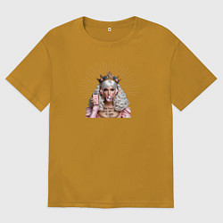 Мужская футболка оверсайз Девушка в короне с жвачкой