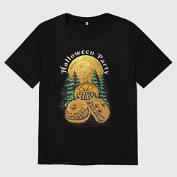 Мужская футболка оверсайз Хэллоуин страшные тыквы