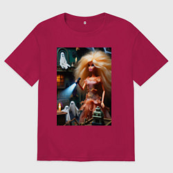 Мужская футболка оверсайз Барби с фонариком забралась на чердак в ночь на хэ