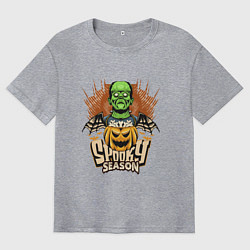 Мужская футболка оверсайз Хэллоуин Франкенштейн spooky season