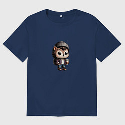 Мужская футболка оверсайз Ежик-хипстер