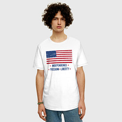 Футболка оверсайз мужская США - независимость и свобода, цвет: белый — фото 2