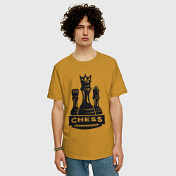 Футболка оверсайз мужская Chess championship, цвет: горчичный — фото 2