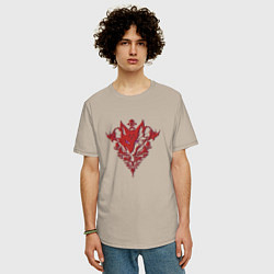 Футболка оверсайз мужская Лис с узорами, цвет: миндальный — фото 2