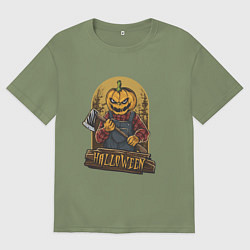 Мужская футболка оверсайз Тыква монстр