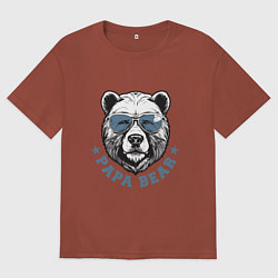 Мужская футболка оверсайз Папа медведь в очках