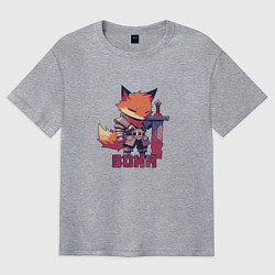 Мужская футболка оверсайз Лис воин