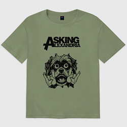 Футболка оверсайз мужская Asking Alexandria - rock dog, цвет: авокадо