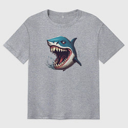 Мужская футболка оверсайз Не грустная акула
