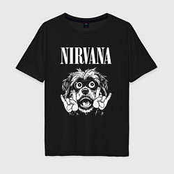 Футболка оверсайз мужская Nirvana rock dog, цвет: черный