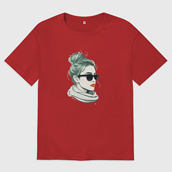 Мужская футболка оверсайз Блондинка в очках