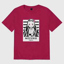 Футболка оверсайз мужская Nezuko girl hunter one, цвет: маджента