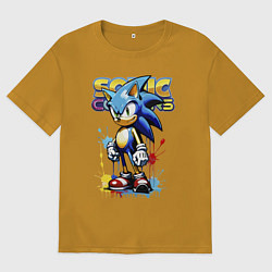 Мужская футболка оверсайз Ёжик Соник - эскиз с логотипом
