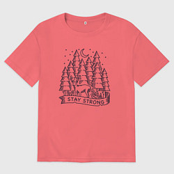 Мужская футболка оверсайз Олень в ночном лесу