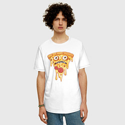 Футболка оверсайз мужская Pizza face, цвет: белый — фото 2