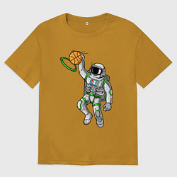 Футболка оверсайз мужская Космический баскет, цвет: горчичный