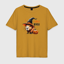 Футболка оверсайз мужская Capybara in halloween on, цвет: горчичный