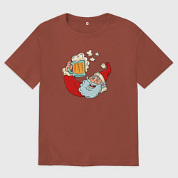 Мужская футболка оверсайз Санта с пивасиком