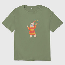 Мужская футболка оверсайз Белый медведик