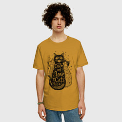 Футболка оверсайз мужская Keep calm and love cats, цвет: горчичный — фото 2